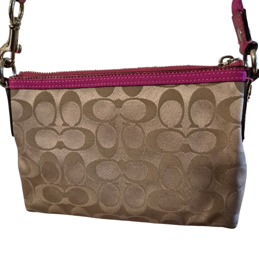 Coach Crossbody Bag in Tan with Pink Trim - Picture 4 of 9